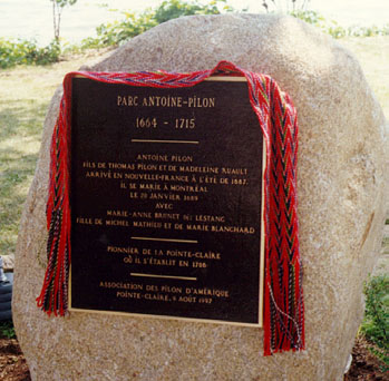 Un souvenir permanent de nos anctres Antoine et Marie-Anne  Pointe-Claire